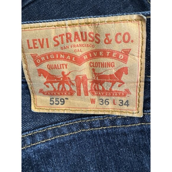 Levi’s 559 Mens 36X34 Dark Wash Denim Jeans Mid Rise Streetwear Classic Everyday - Picture 4 of 7